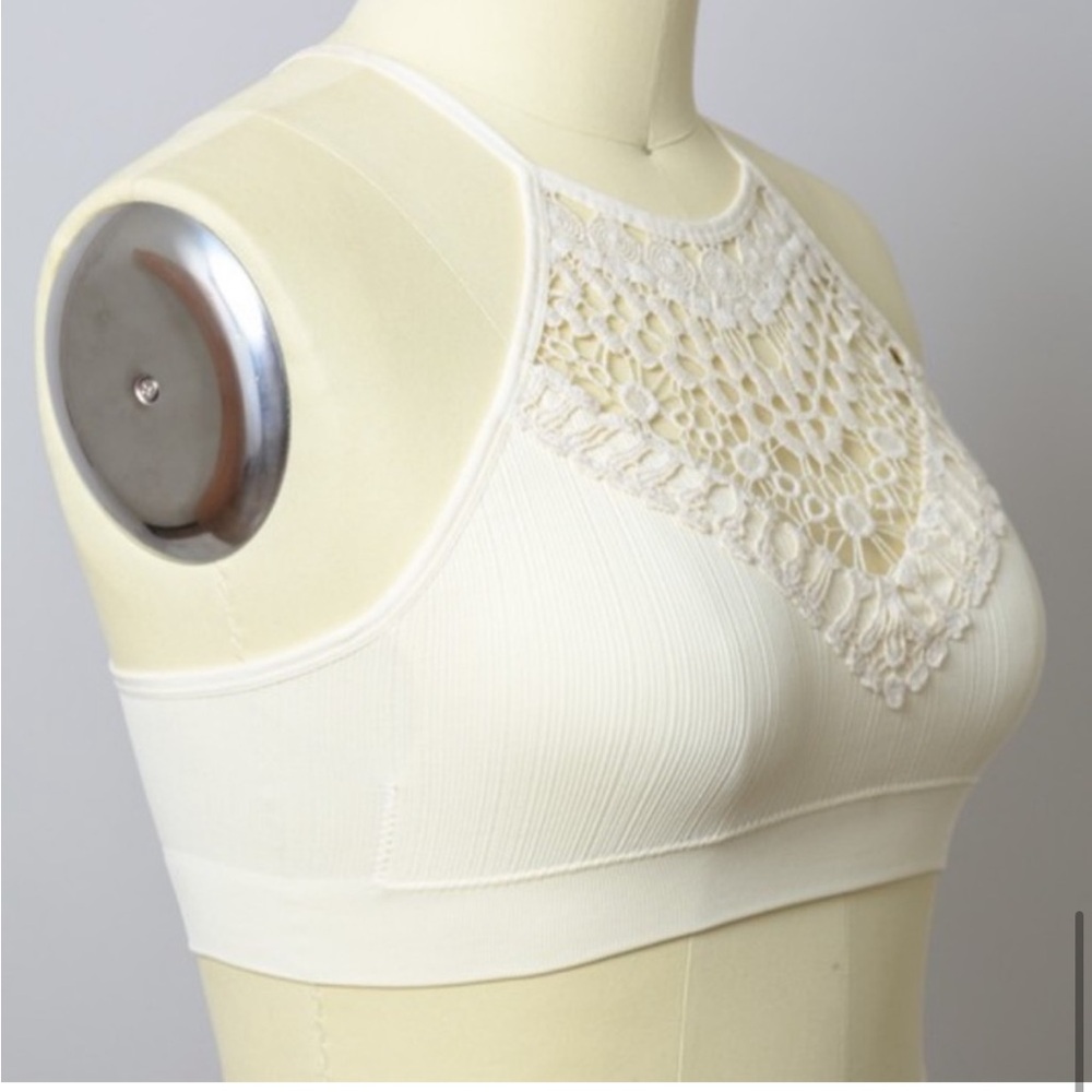 SALE Cream Beige Ivory New Edgy Chic Comfy Crochet Bralette Bra Brami - Picture 3 of 11